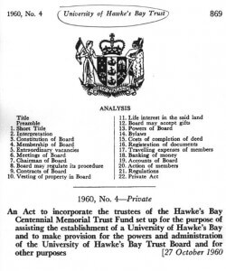 1960 University of Hawkes Bay Trust