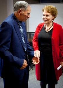 Percy Hohipa is farewelled by Dr Susan Jacobs, Dean of EIT’s Faculty of Health Sciences.  