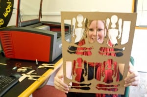 Design and photography teacher at Sacred Heart College, Ashton Northcott – formerly a top degree student at EIT – uses ideaschool’s laser cutter to create a woodcut.  