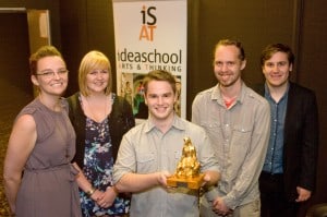 Celebrating their year’s work are, from left, screen production students Mandy Otter, Glen Grenfell (winner of the Pania Award), Bridie Thomson, Daniel Mitchell (Best Short Film) and James Surgeon.