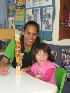 Piri Taurima with Keziiyah-Amore Haua at Te Tirahou Early Childhood Education Centre in Hastings.