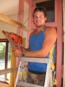 Out on the job, winning apprentice builder Sam Talbot