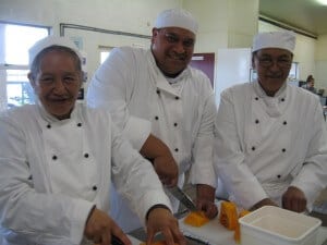Savouring the fellowship of marae cookery, from left, Betty Hanara, Mike Wati and Doreen Nuku.