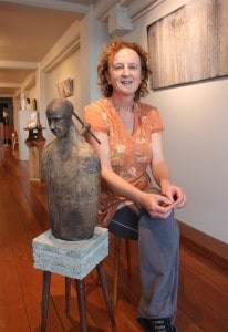 Susan Mabin, shown here with Wound, her favourite artwork in the exhibition.