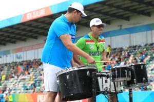Dom Ngapera (left) and Tim Whitta perform at McLean Park.  Photo by Hawke’s Bay Today.