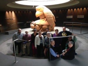 At the Vancouver Anthropology Museum are Henare Brooking, Bill McLennan, Ngaire Tuhua, Toihoukura lecturer Erena Koopu, Grant Iti, Makuini Nyman, Rose Gould-Lardelli, Toihoukura Professor Derek Lardelli, Toihoukura workshop technician Makarini Solomon and (in front) Larry and Gina Grant.
