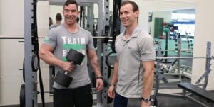 Levi and Junior Armstrong work out in an EIT recreation and sport classroom. 