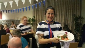 Front of house student Shontelle Albert serves up trainee chefs Kristopher Burke and John Bland’s interpretation of tournedos Rossini.