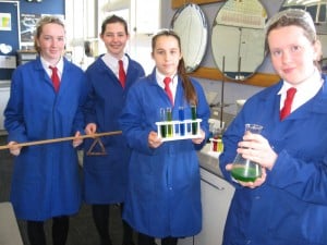 Science stars in the school lab, from left, Marie Jones, Grace Duncan, Caitlin Stent and Amanda Philpott.