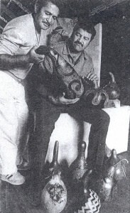 Figure 26 Eric Tamepo, Council of Māori & Pacific Arts with Ivan Ehau on right at Te Poho o Rawiri.
