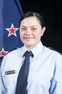 Royal New Zealand Air Force 16/02 Recruit Course. Portrait of J1054351 AC Kamaea Thompson-Paku.
