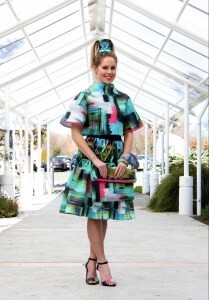 Tori has wittily called her two-piece outfit Hallucinatori, a nod to her own name and also pointing to the psychedelic-like effect of the fabric design.    
