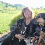Nat Waran with her family’s well-travelled dogs.